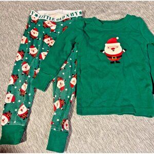 Old Navy Boys Christmas Holiday Santa Pjs Pajamas Set Size 18m 24m Green Sleep